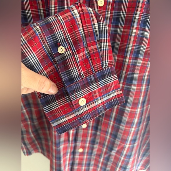 Chaps Button Down Long Sleeve Collared Shirt Men’s SZ XL Red Plaid Easy Care - Picture 3 of 8